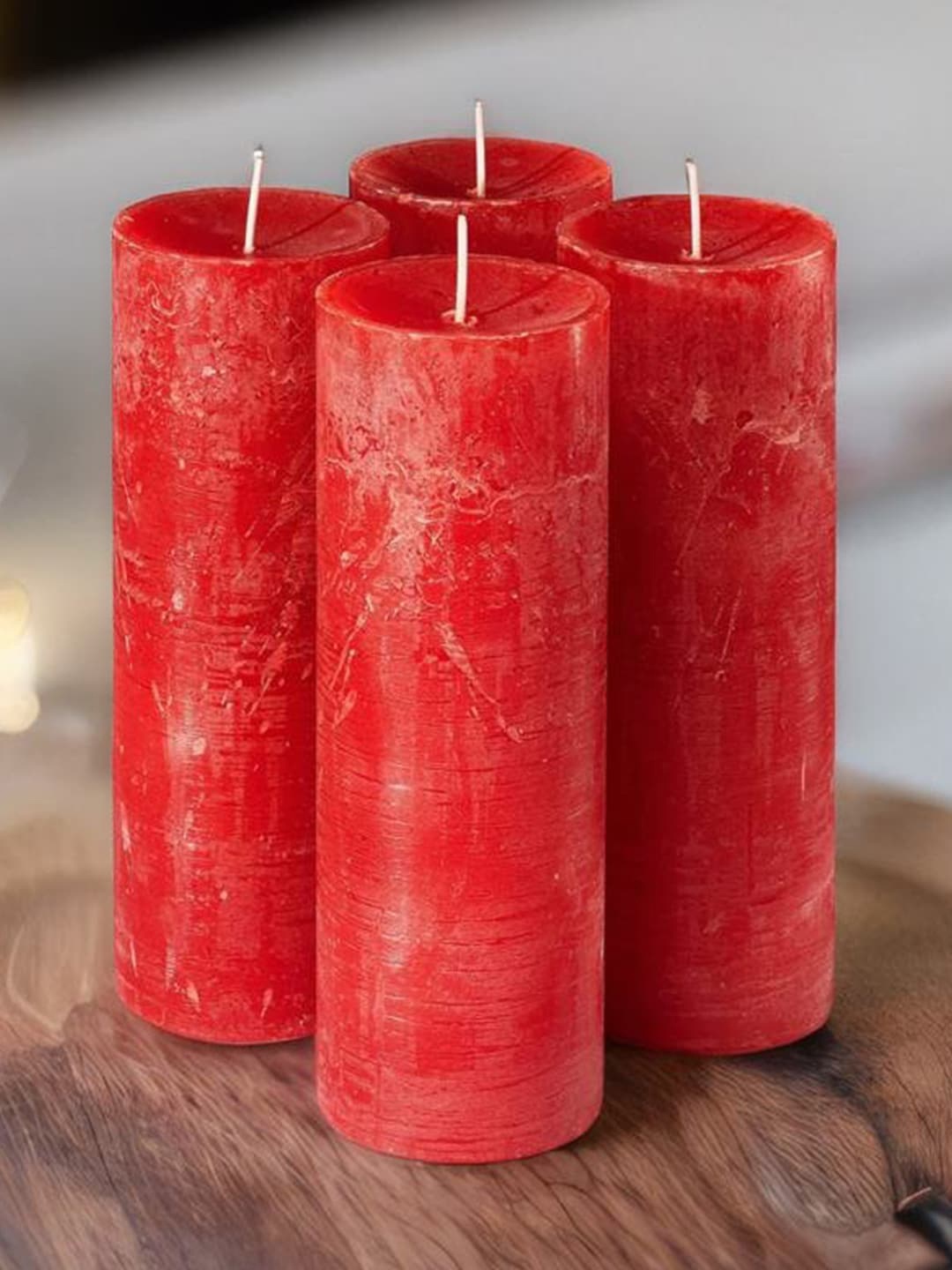 

Aromatic Fables 4 Pieces Red Rose Scented Pillar Candles