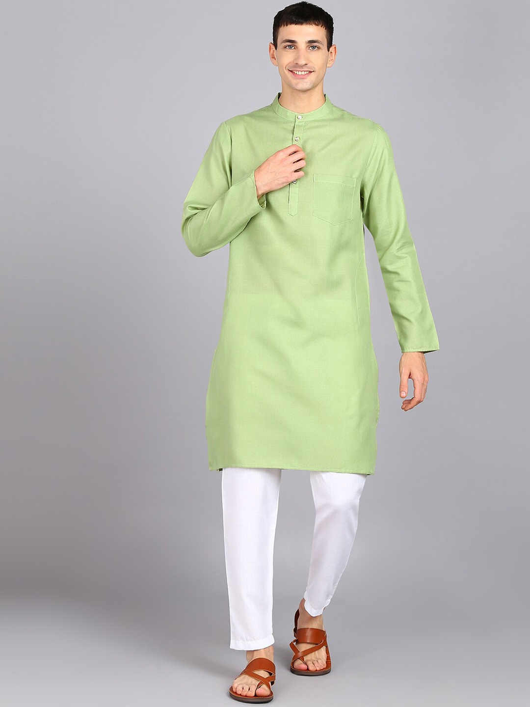 

HERE&NOW Green Regular Kurta With Trousers