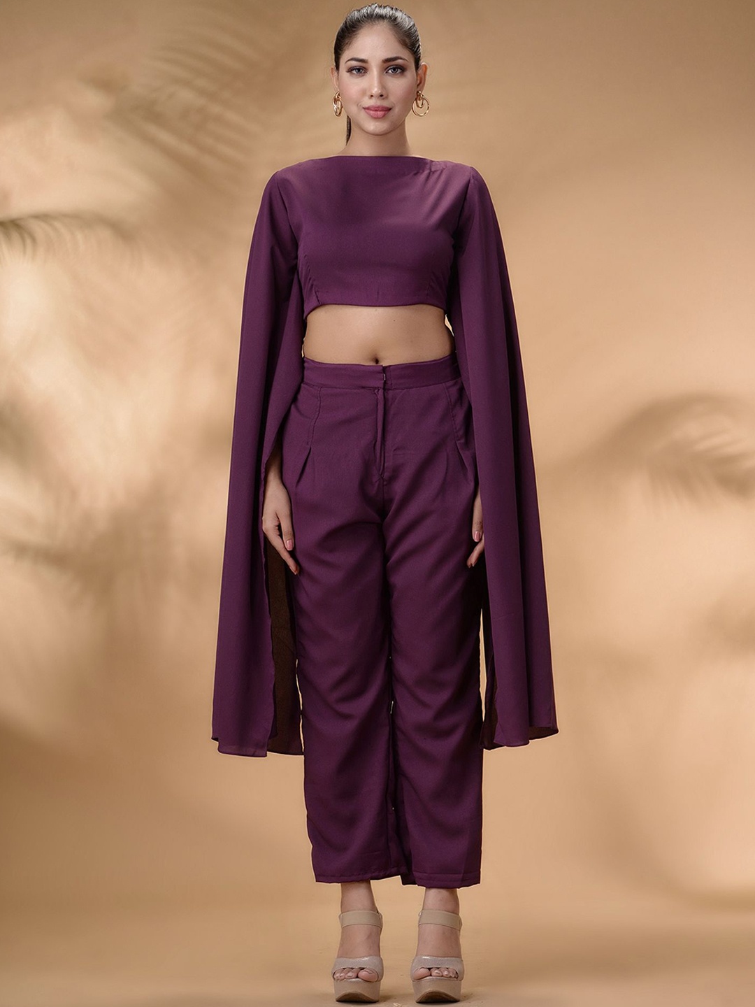 

Disli Cape Sleeve Crop Top & Trousers, Lavender