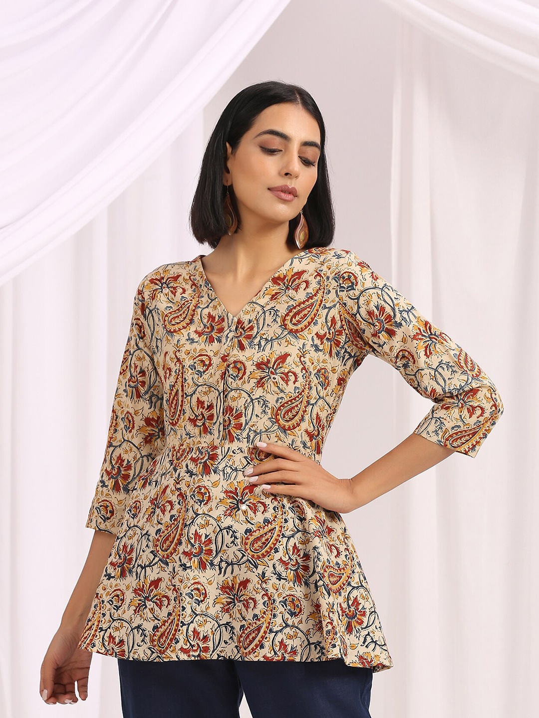 

OKHAI Floral Print Cotton Top, Black