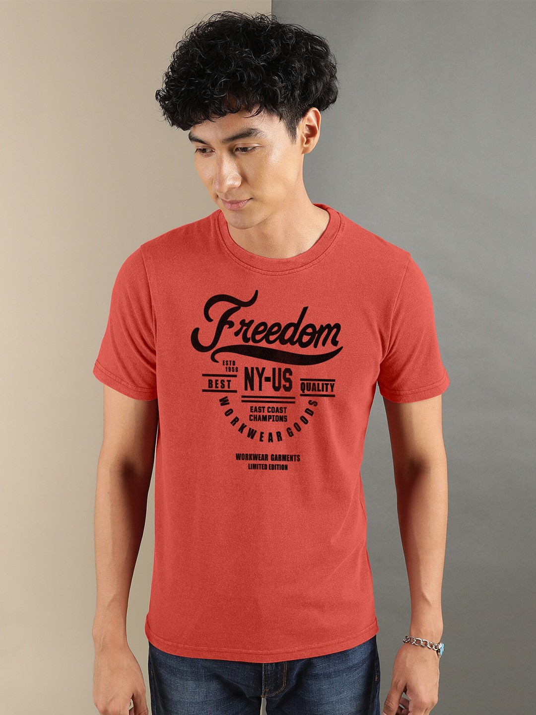 

FTX Typography Printed Round Neck T-shirt, Red