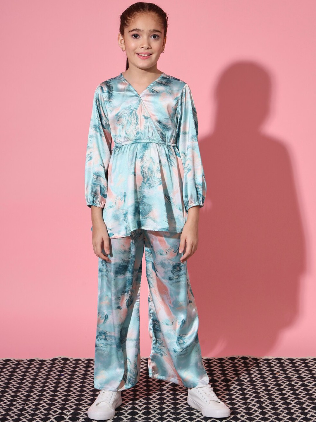 

Readiprint Girls Abstract Printed Top with Trousers, Green