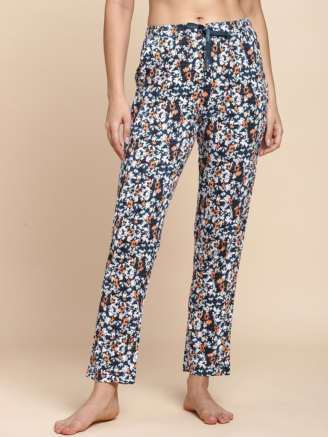 

Van Heusen Women Printed Mid-Rise Lounge Pants, Navy blue