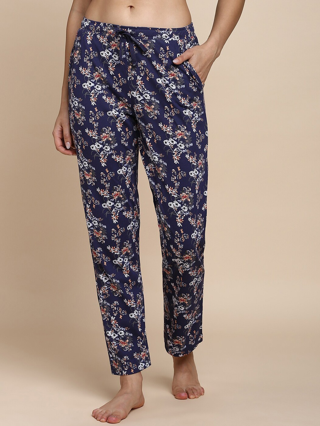 

Van Heusen Floral Printed Modal Lounge Pants, Navy blue