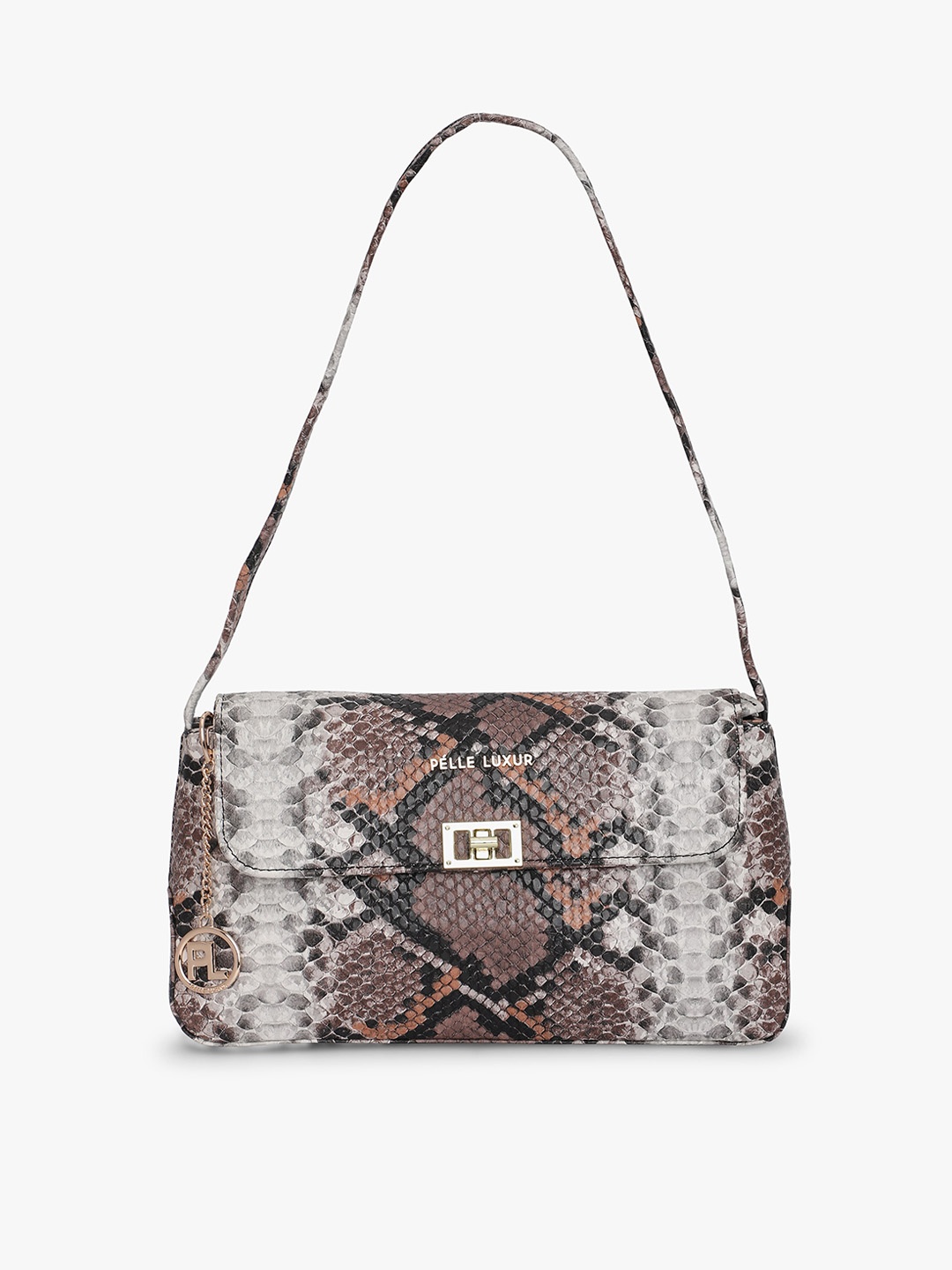 

PELLE LUXUR Textured PU Structured Sling Bag, Brown