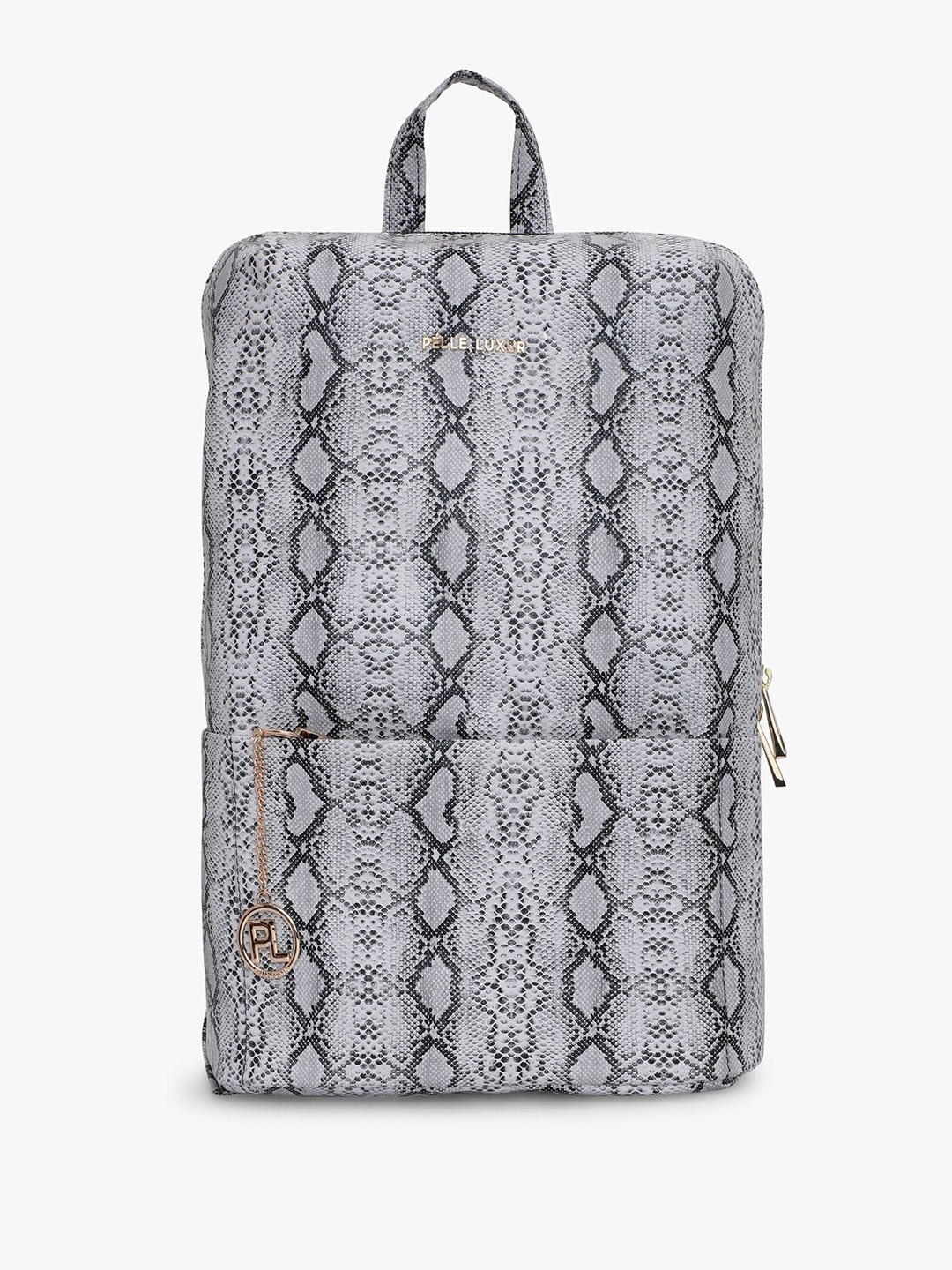 

PELLE LUXUR Women Graphic Printed Backpack, Grey