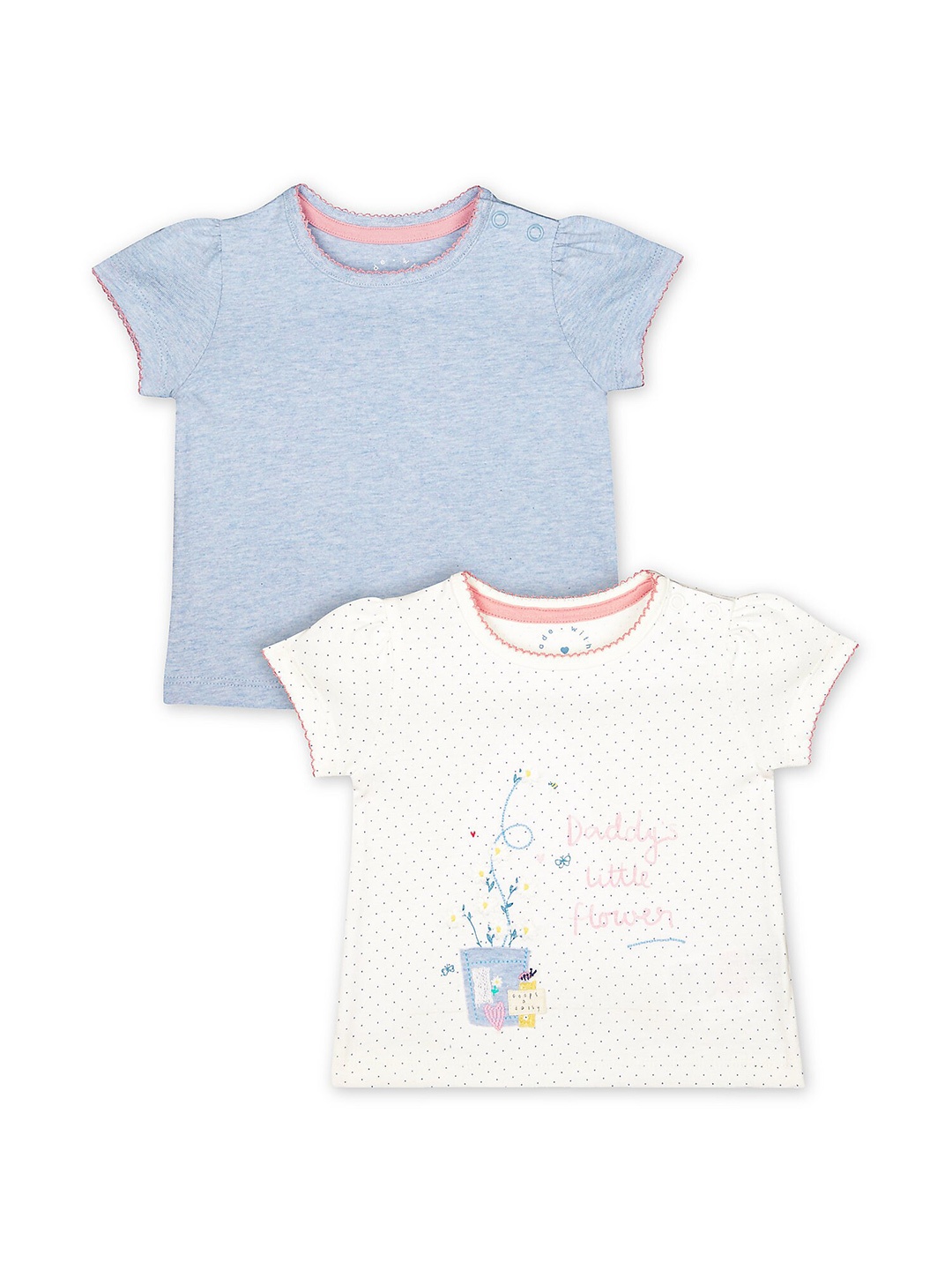 

mothercare Pack Of 2 Kids Pure Cotton Casual T-shirt, Off white