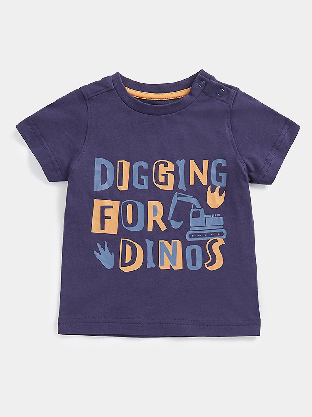 

mothercare Kids Typography Printed Pure Cotton Casual T-shirt, Navy blue
