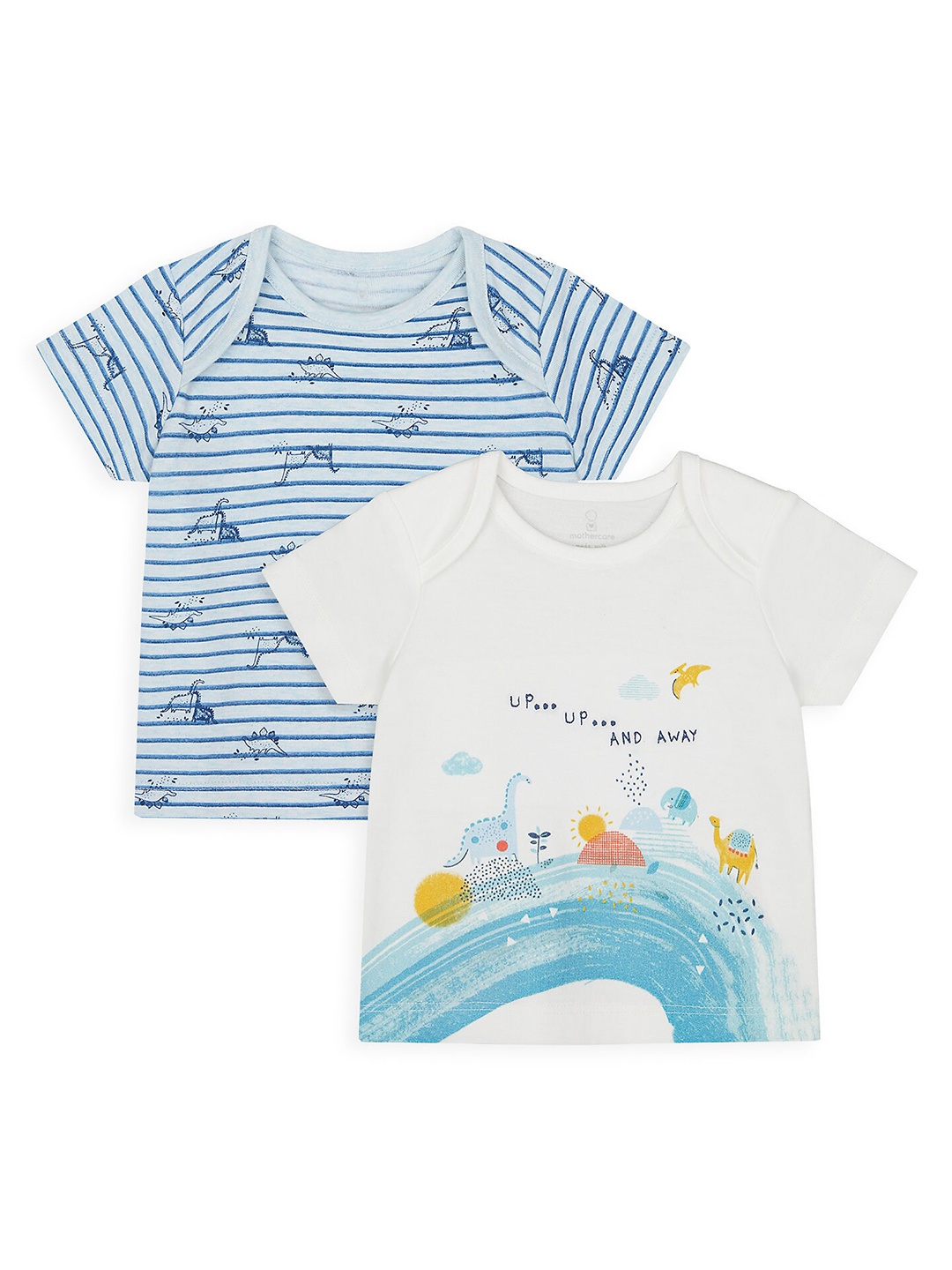 

mothercare Kids Pack Of 2 Printed Pure Cotton T-shirt, Multi