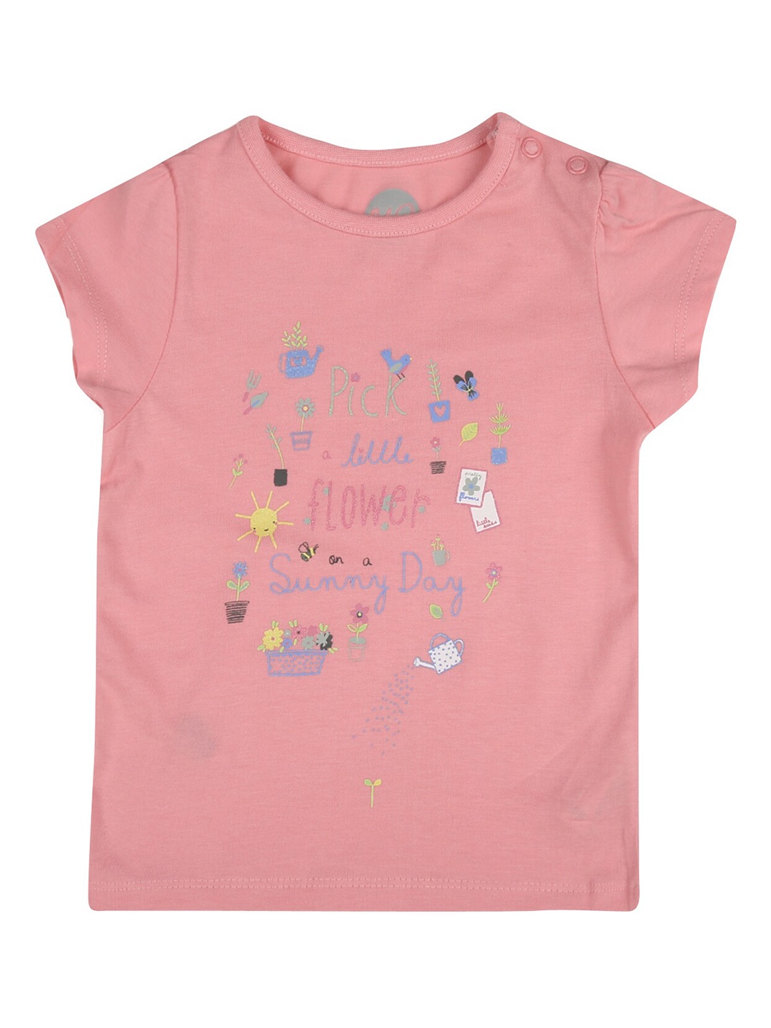 

mothercare Girls Typography Printed Pure Cotton T-shirt, Pink