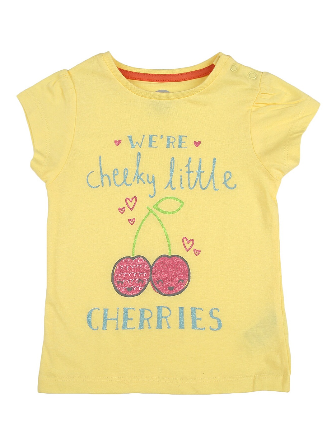 

mothercare Girls Typography Printed Pure Cotton T-shirt, Yellow