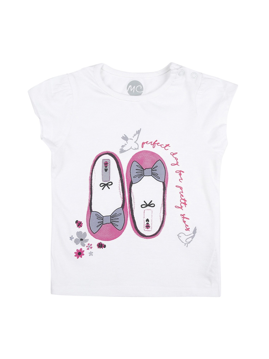 

mothercare Girls Graphic Printed Pure Cotton T-shirt, White