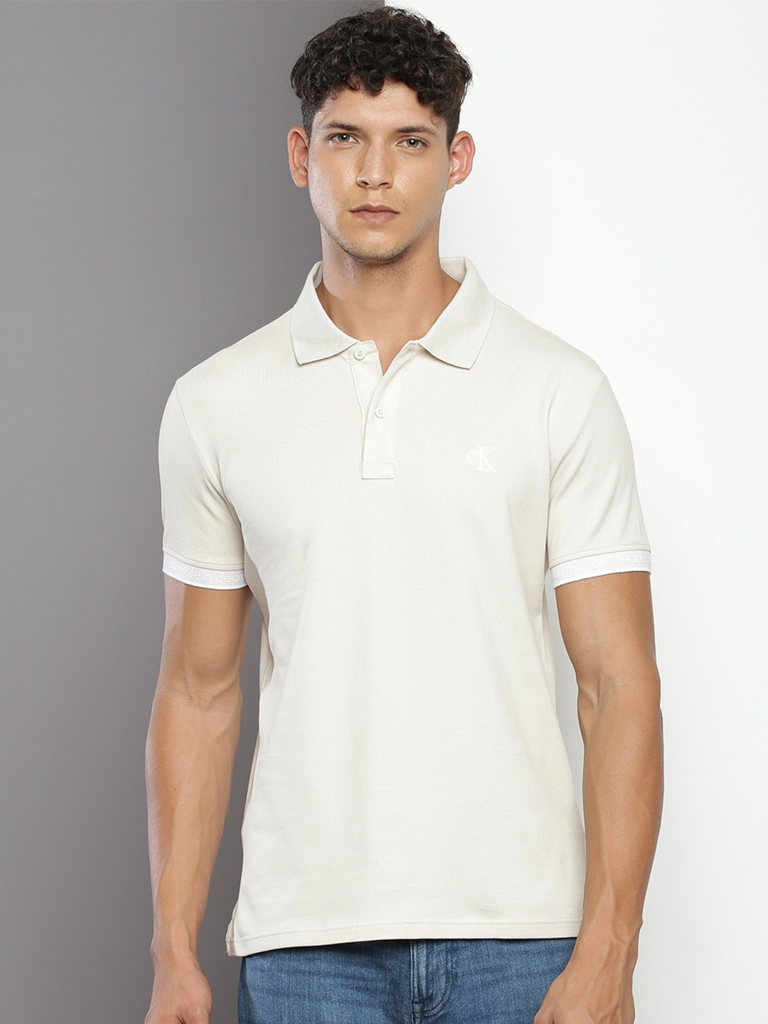 

Calvin Klein Jeans Polo Collar T-shirt, Off white