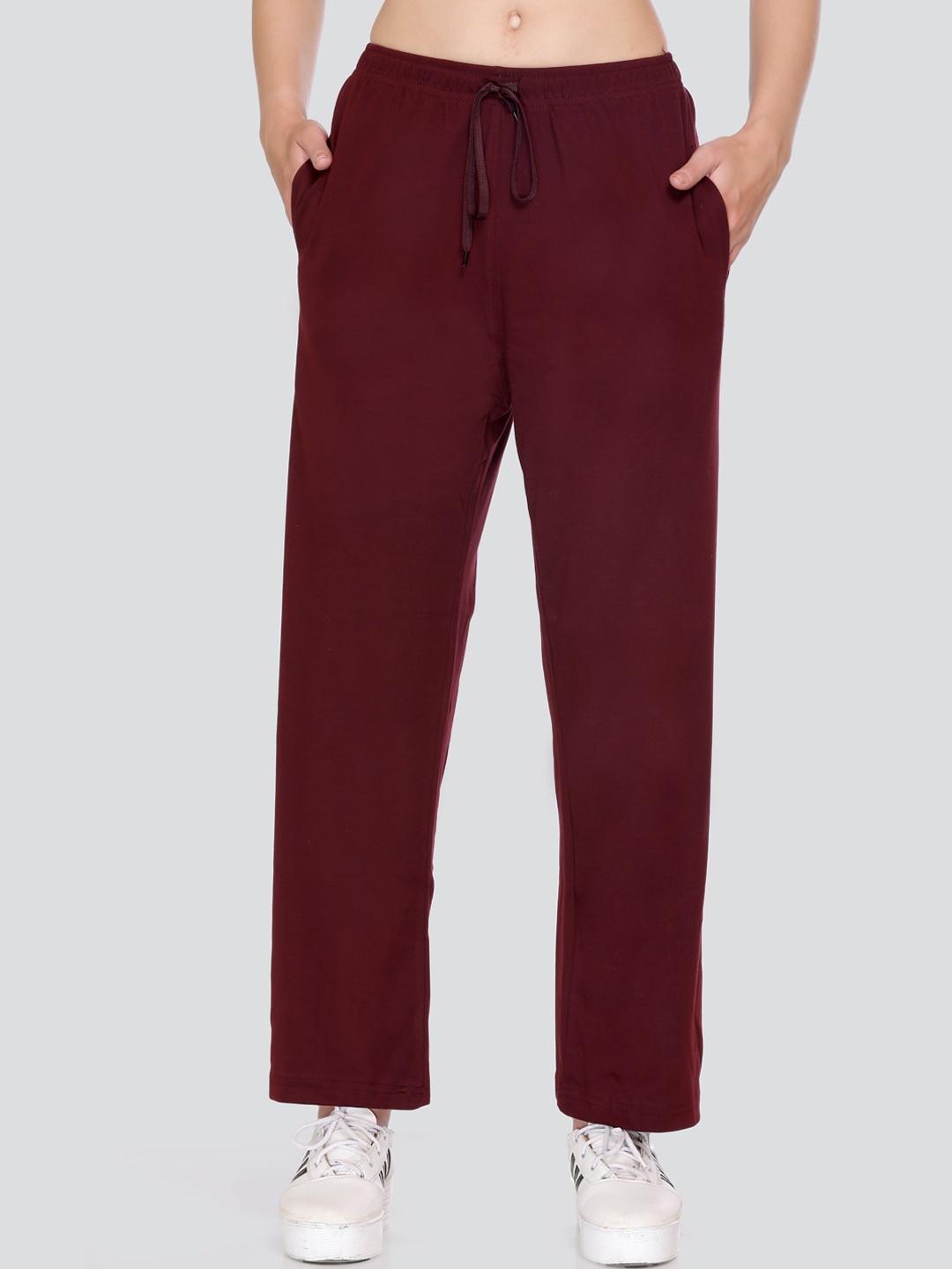 

CUPID Women Mid-Rise Lightweight Cotton Track Pants, Maroon