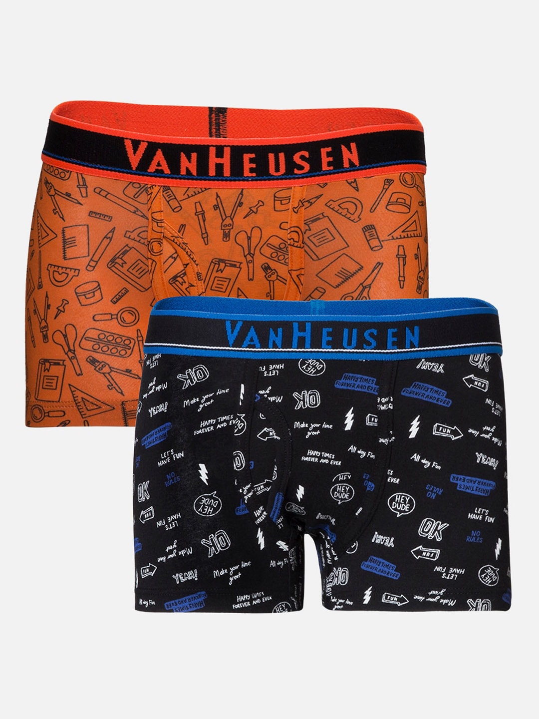 

Van Heusen Boys Pack of 2 Allover Print Ultra Soft Trunks, Black