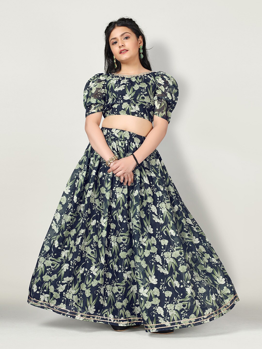 

FASHION DREAM Girls Printed Ready to Wear Lehenga Choli, Blue