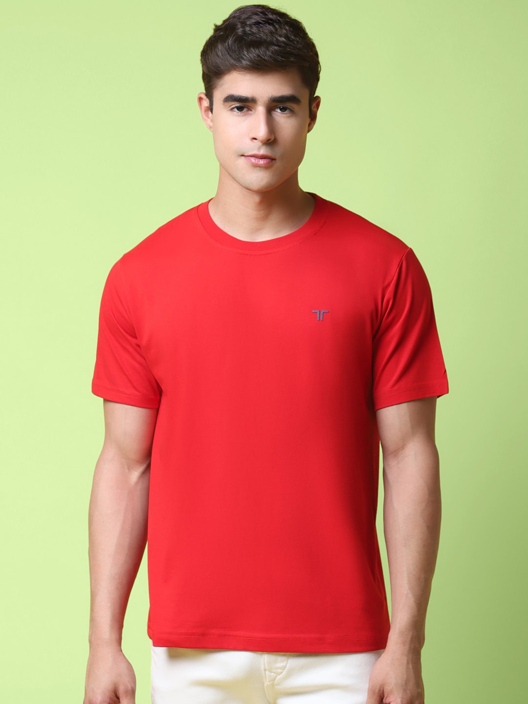 

7Threads Round Neck Short Sleeve Pure Cotton Regular T-shirt, Red