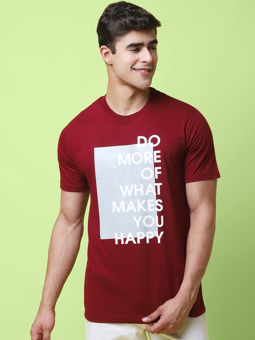 

7Threads Typography Printed Cotton T-shirt, Red