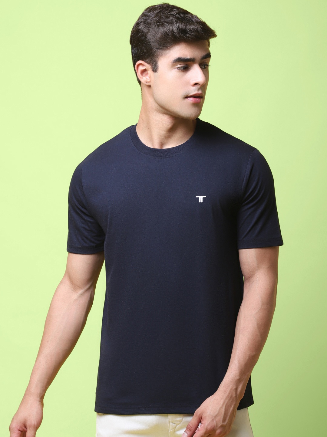 

7Threads Round Neck Cotton T-shirt, Black