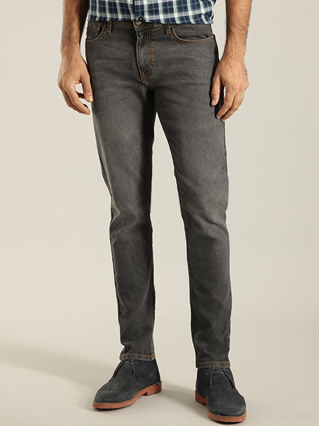 

Indian Terrain Men Kruger Clean Look Slim Fit Cotton Jeans, Grey