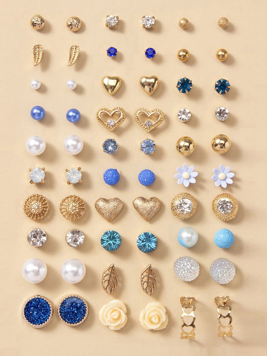 

Jewels Galaxy Set Of 15 Gold-Plated Contemporary Studs Earrings