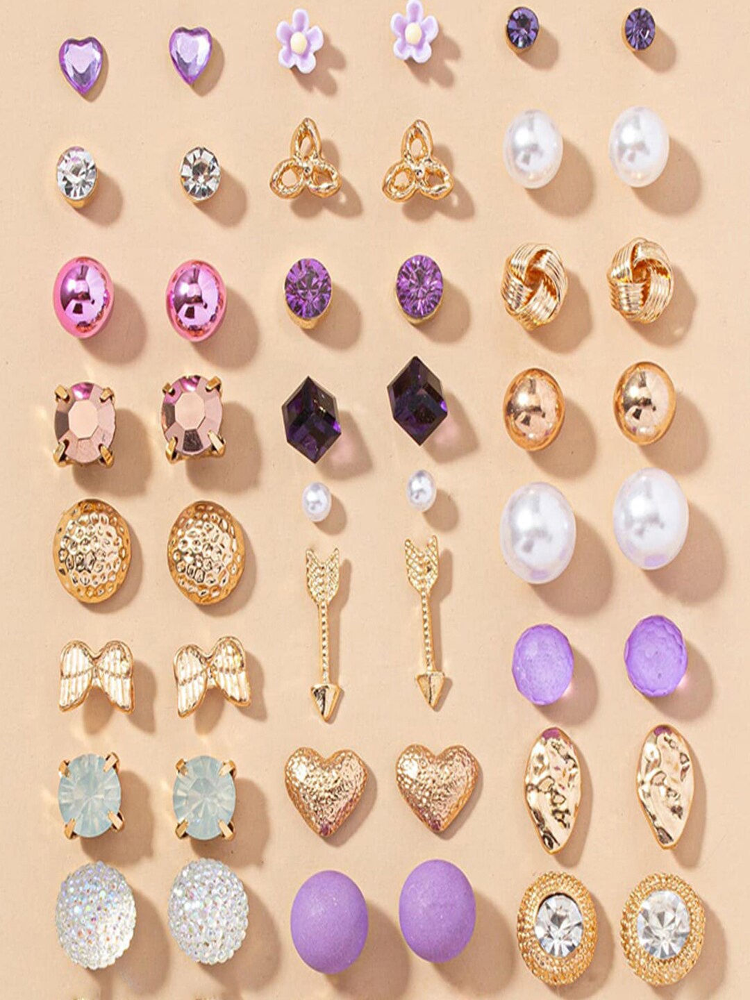 

Jewels Galaxy Set Of 30 Gold-Plated Contemporary Studs Earrings