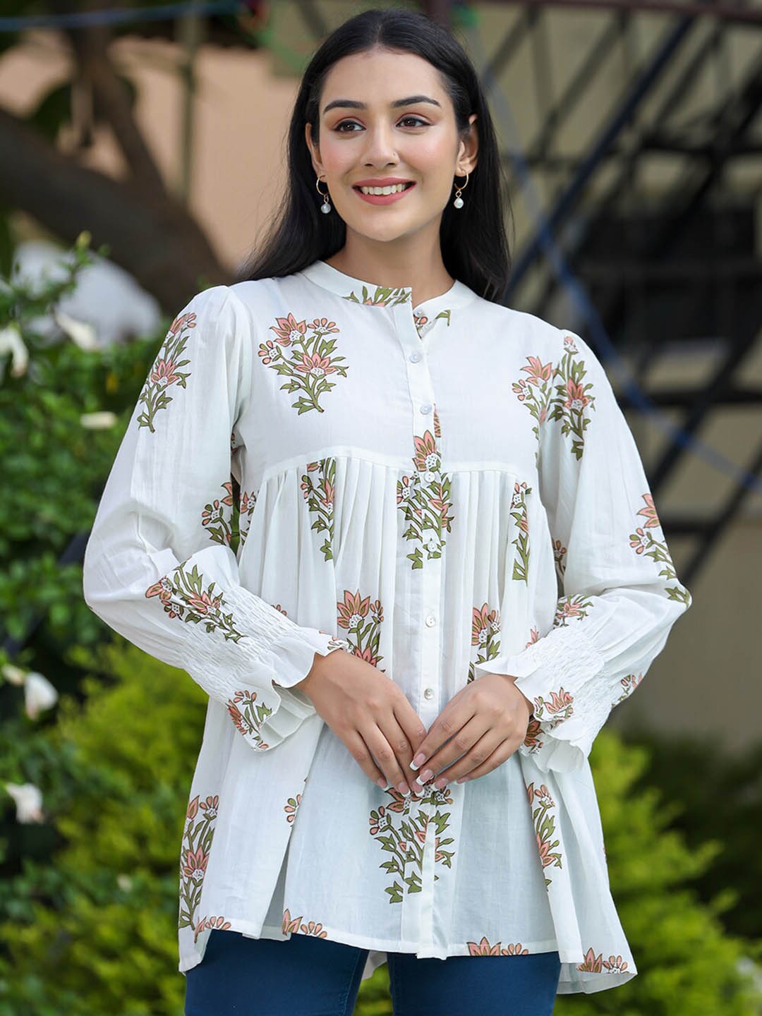 

KAAJH Floral Printed Cotton Tunic, White