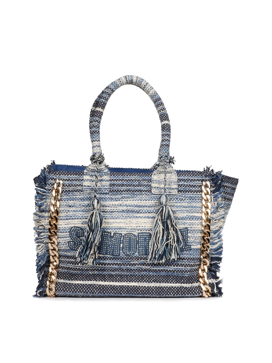 

Saint G Striped Structured Handheld Bag, Blue