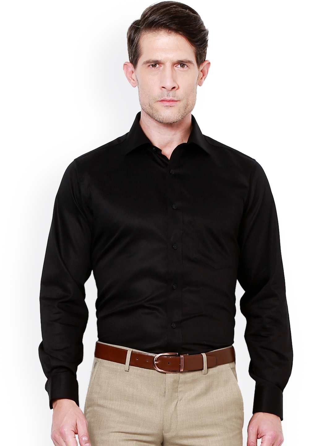 

Van Heusen Men Black Slim Fit Solid Formal Shirt
