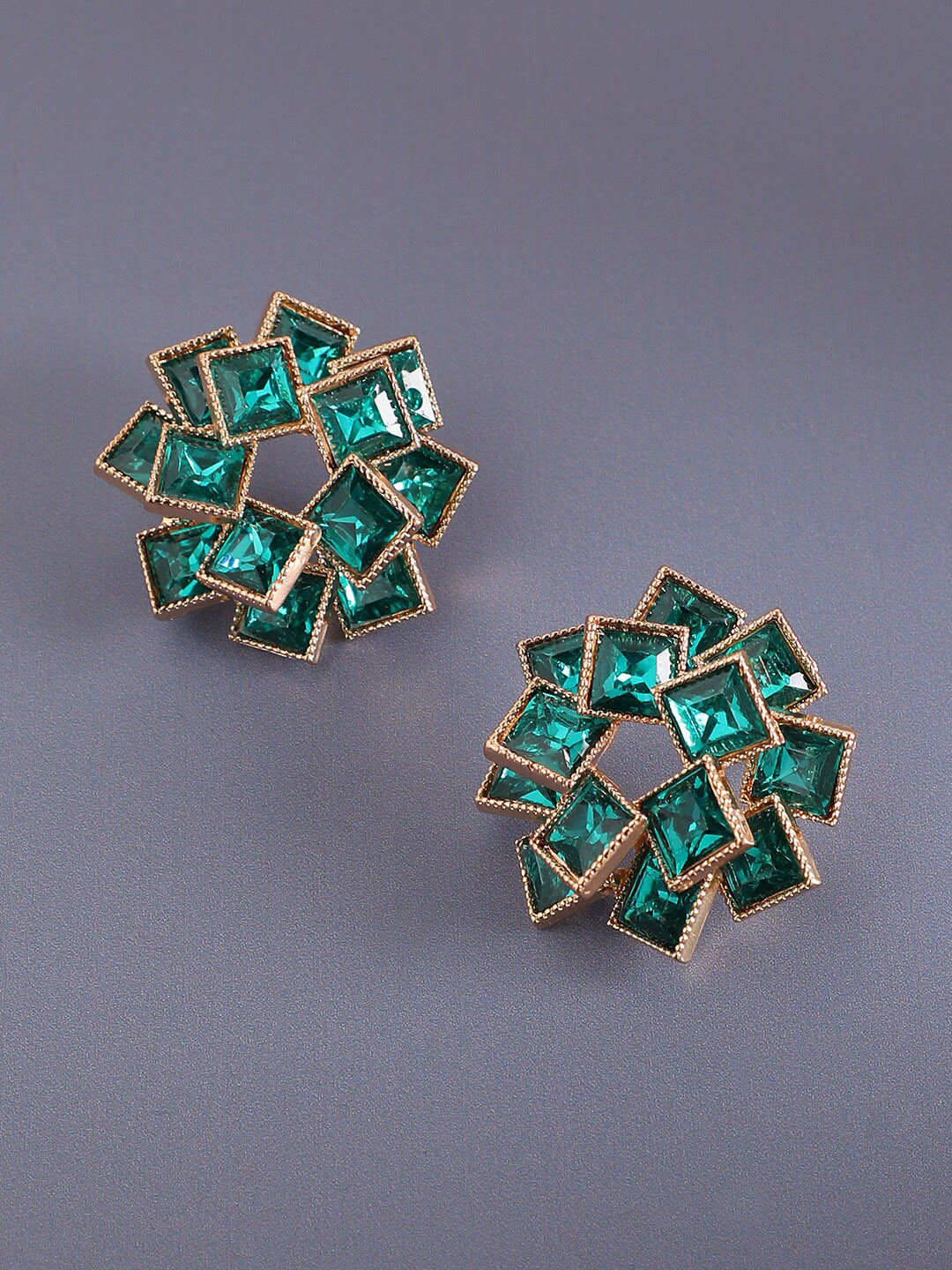 

SOHI Gold-Plated Contemporary Studs Earrings