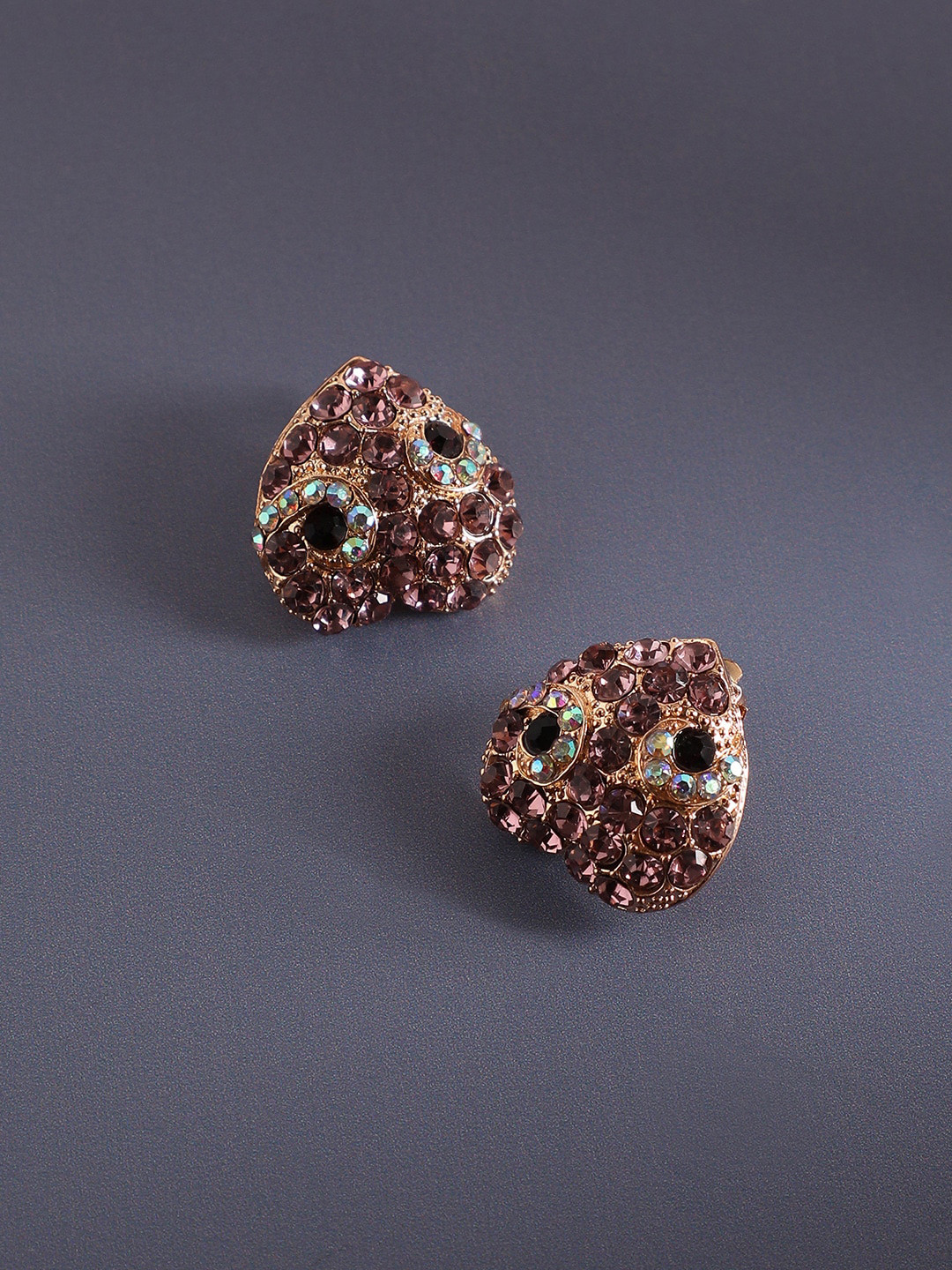 

SOHI Gold-Plated Contemporary Studs Earrings, Brown