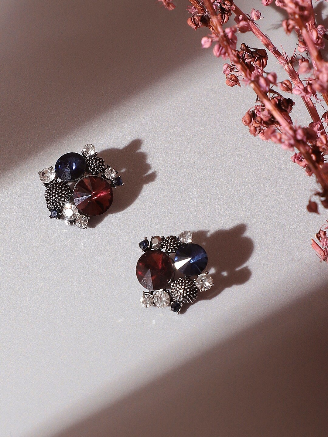 

SOHI Silver-Plated Studs Earrings