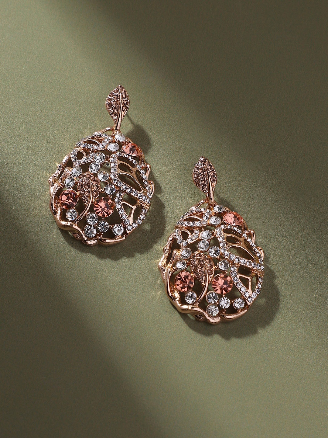 

SOHI Gold-Plated Contemporary Drop Earrings