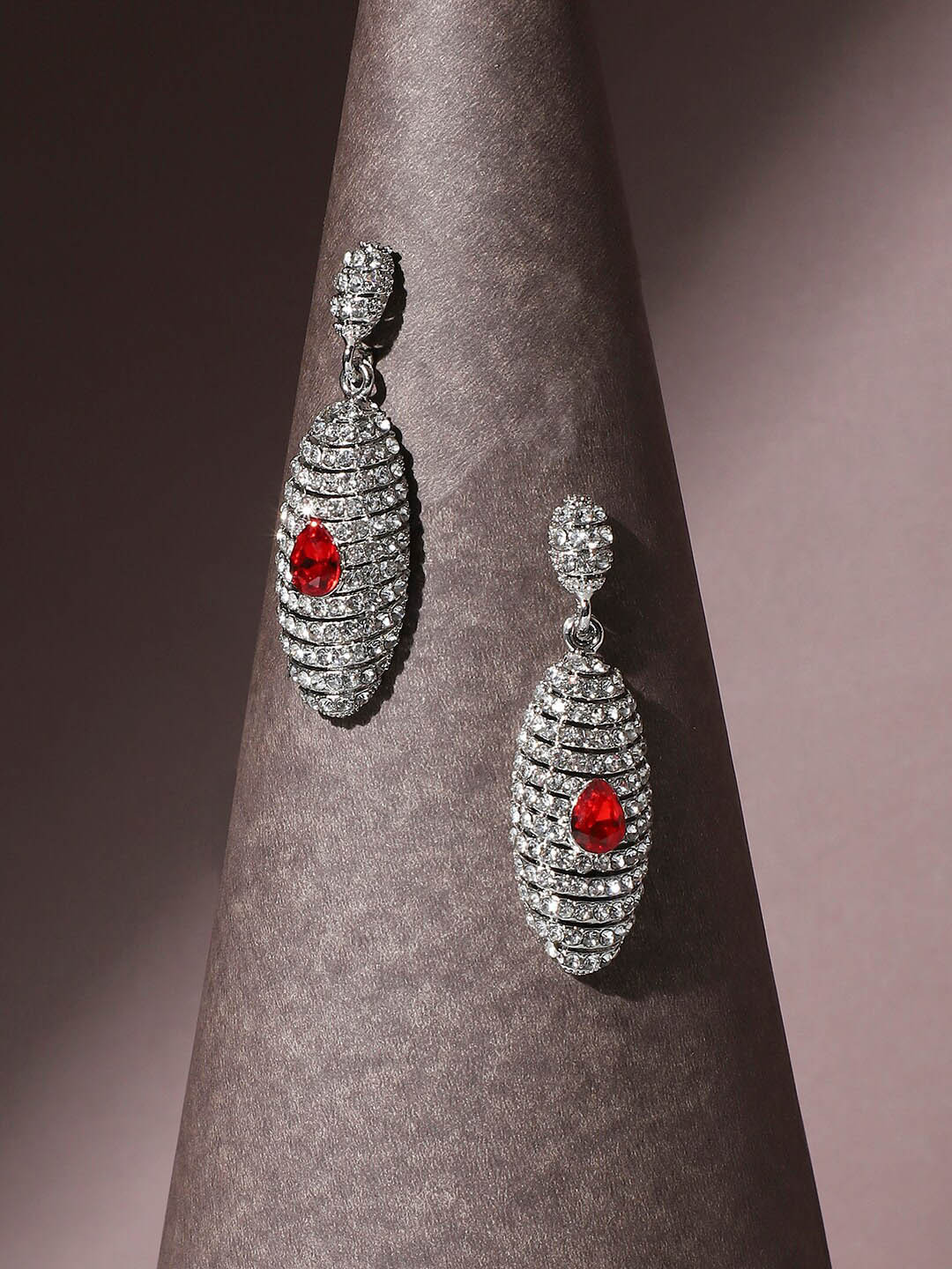 

SOHI Silver-Plated Contemporary Drop Earrings