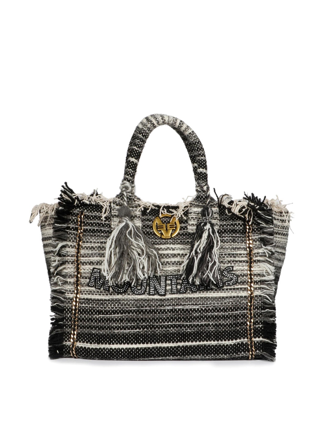 

Favore Textured Tasselled Detail Structured Handheld Bag, Black