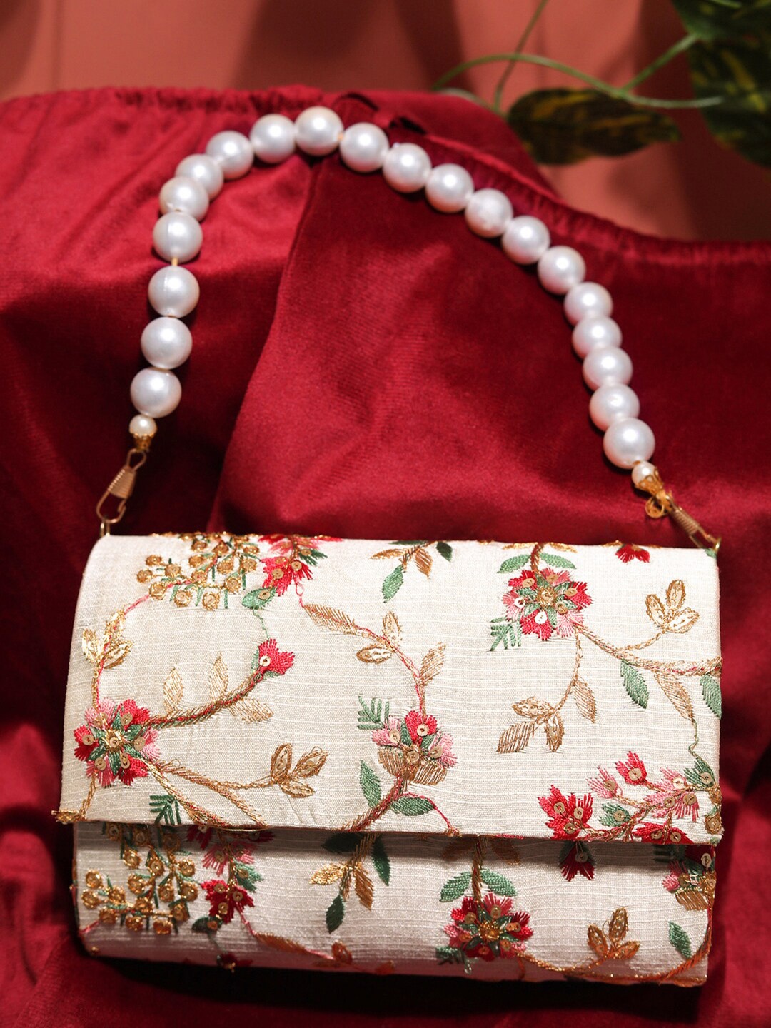 

gaura pakhi Embellished Purse Clutch, White