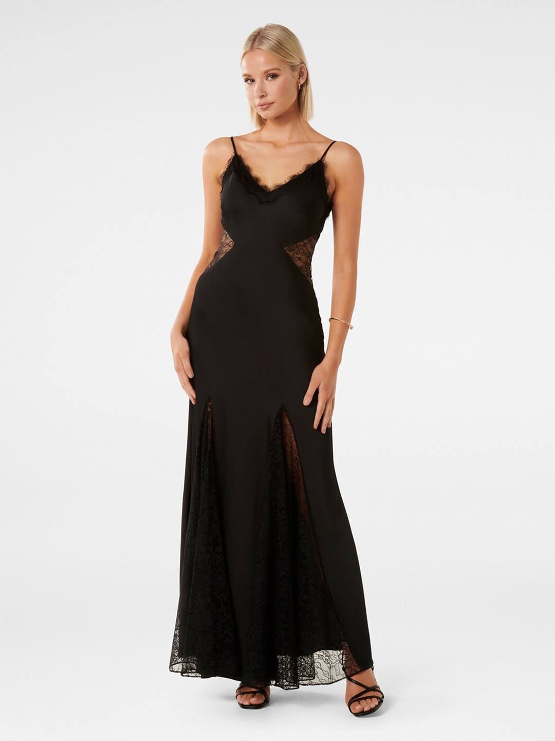 

Forever New Shoulder Straps Lace Maxi Dress, Black