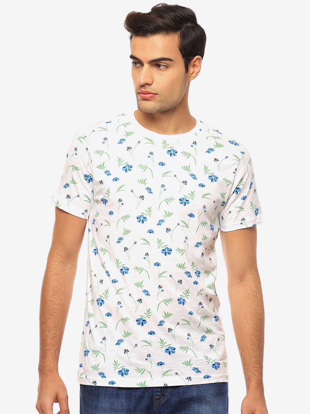 

2Bme Graphic Printed Round Neck Short Sleeve Pure Cotton Regular T-shirt, White
