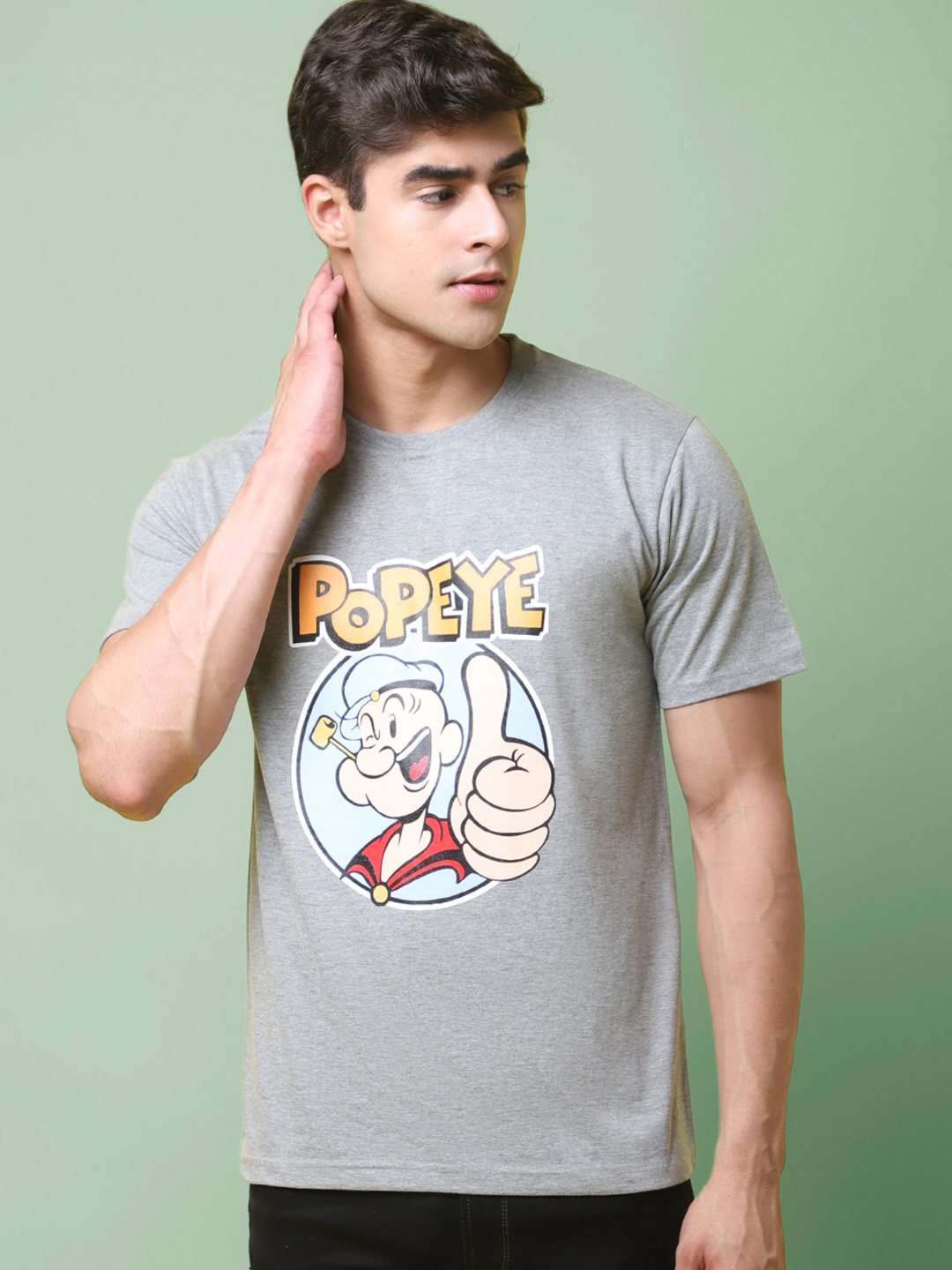 

7Threads Popeye Printed Cotton T-shirt, Grey