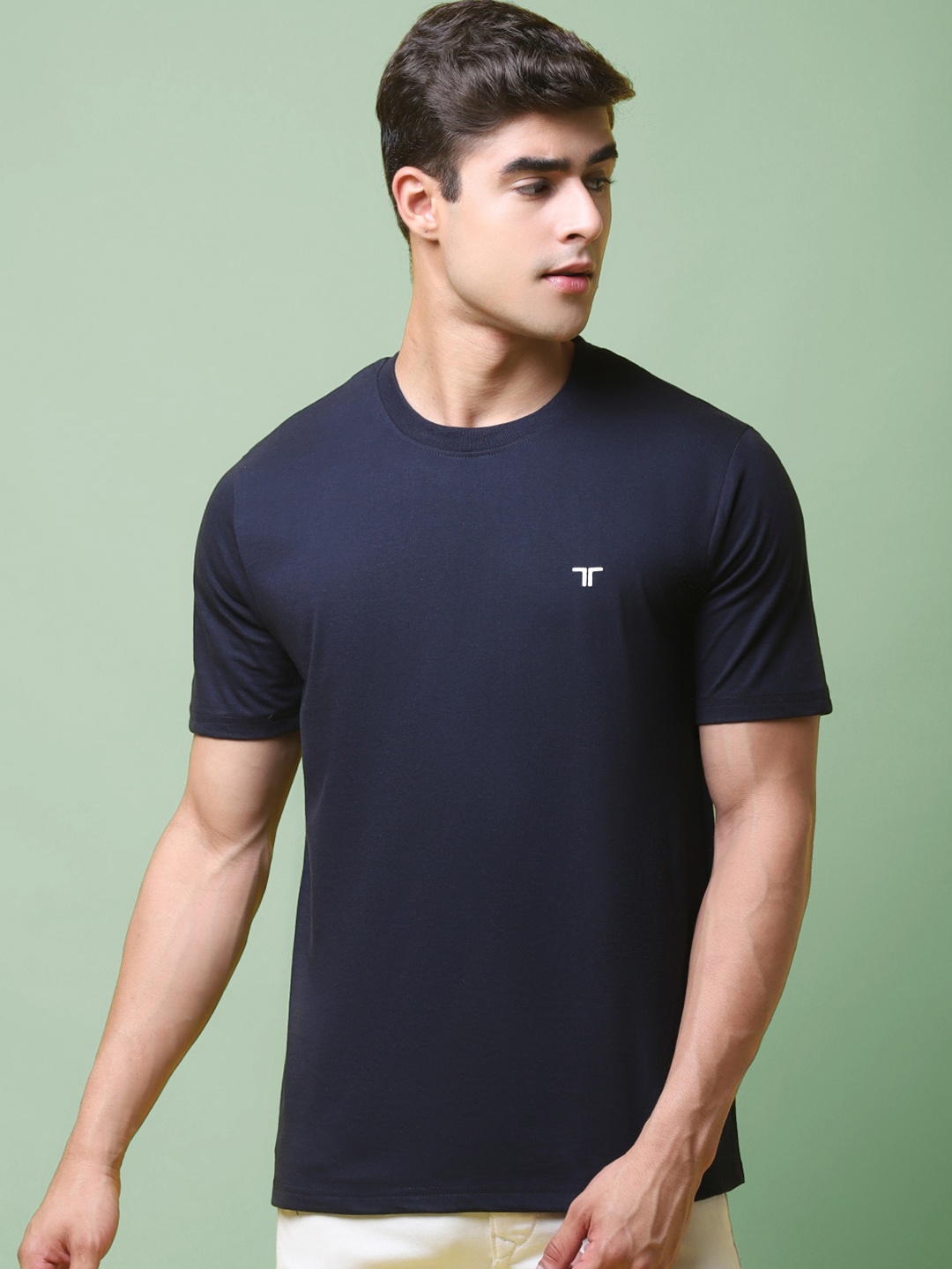 

7Threads Round Neck Cotton T-shirt, Black