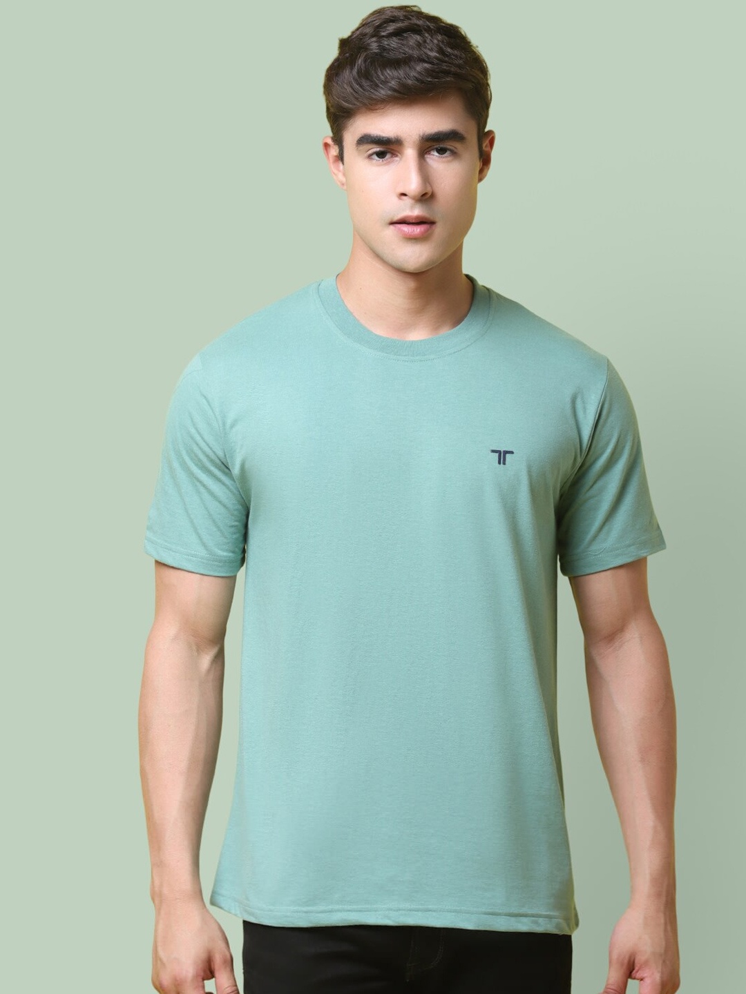 

7Threads Round Neck Cotton T-shirt, Navy blue