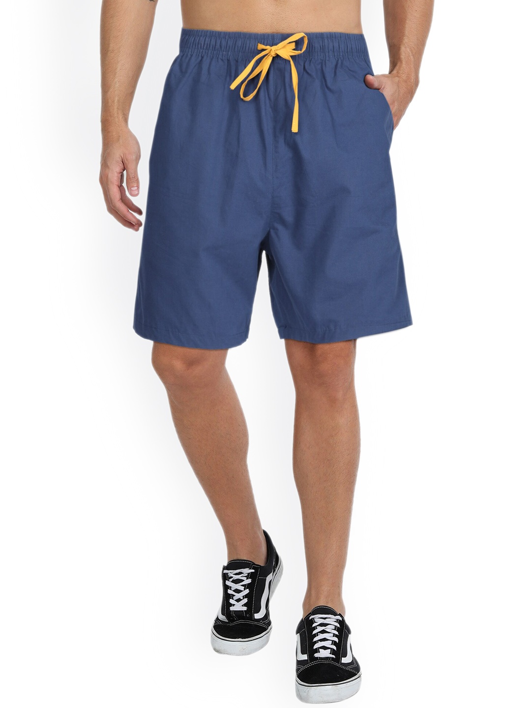 

FTX Men Mid-Rise Pure Cotton Shorts, Navy blue