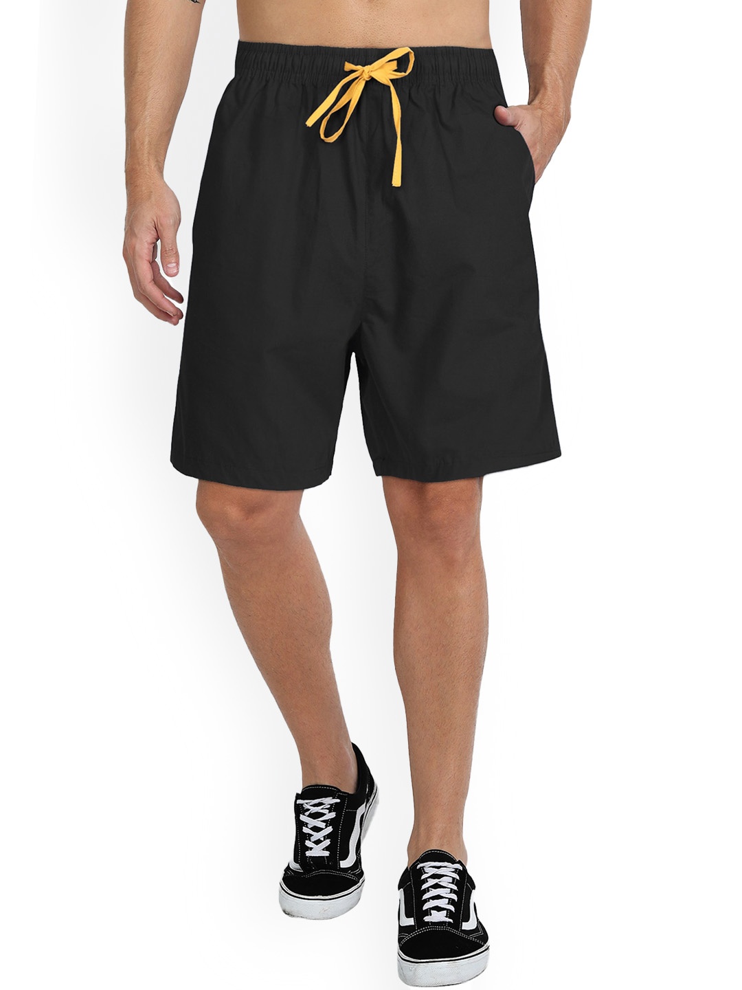 

FTX Men Mid-Rise Pure Cotton Shorts, Black