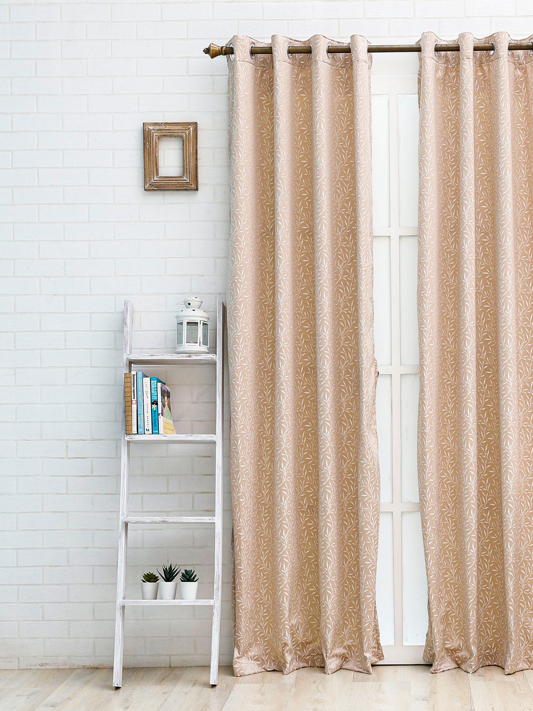 

Ariana Beige & White Floral Room Darkening Door Curtain