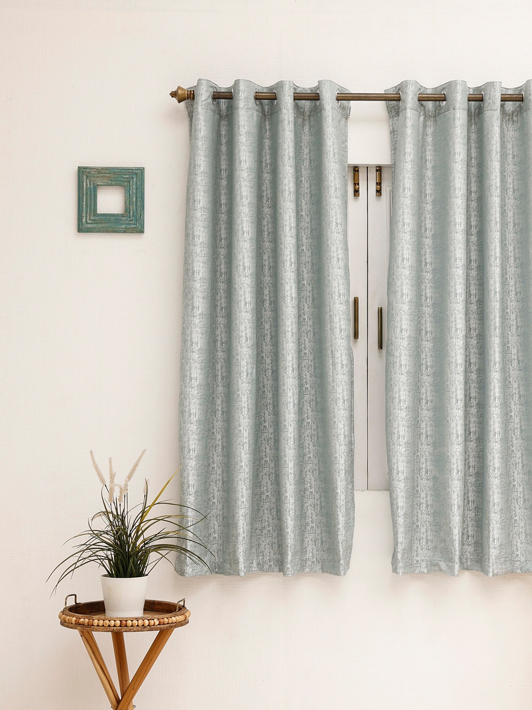 

Ariana Turquoise Blue & White Room Darkening Window Curtain