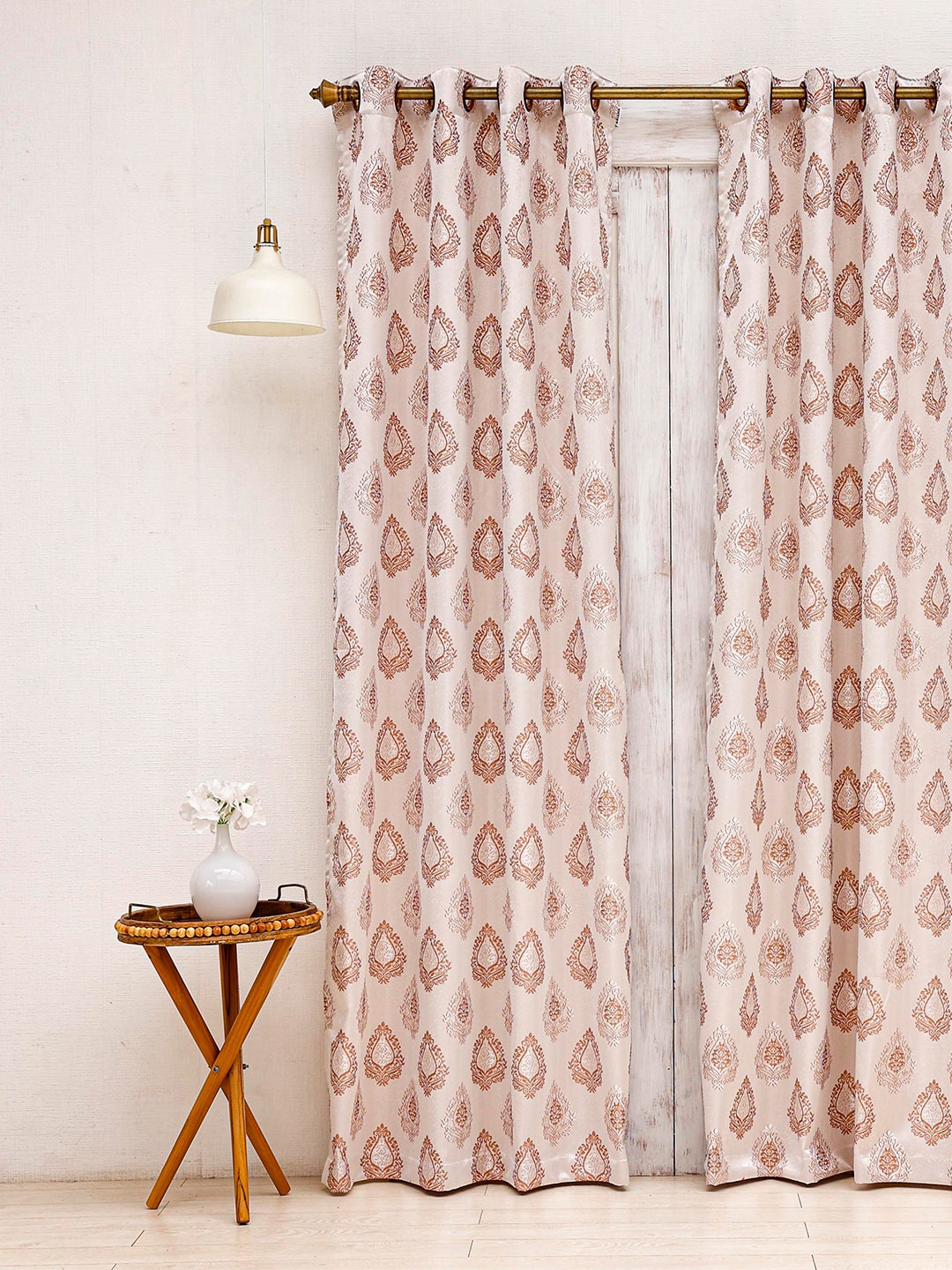 

Ariana Brown & White Ethnic Motifs Room Darkening Long Door Curtain