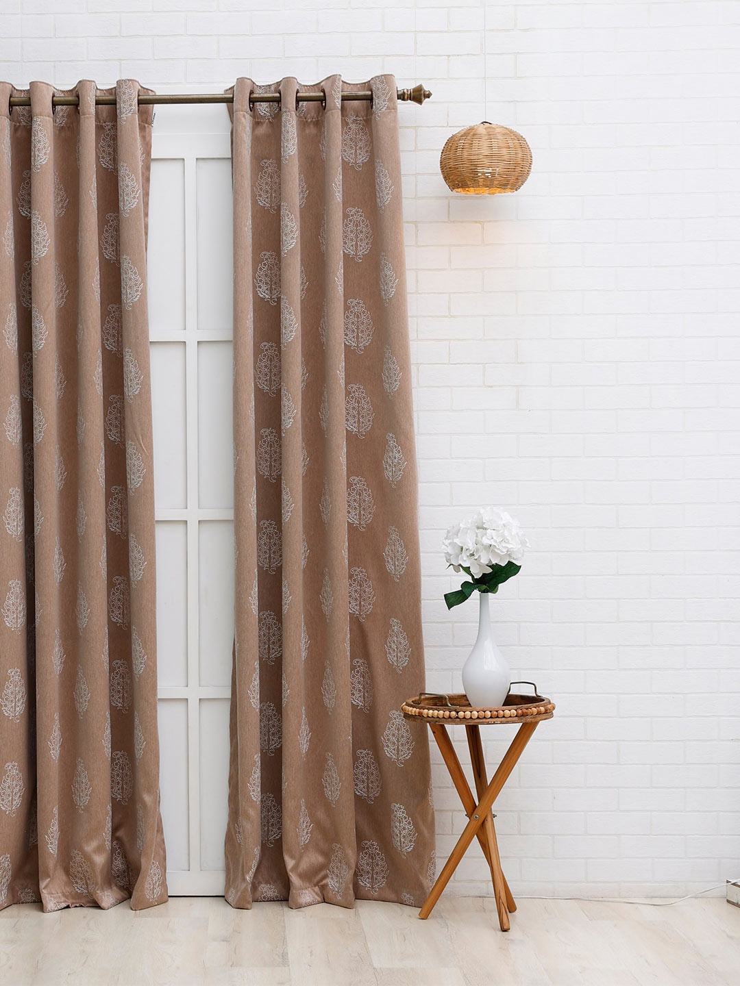

Ariana Beige & White Ethnic Motifs Room Darkening Door Curtain