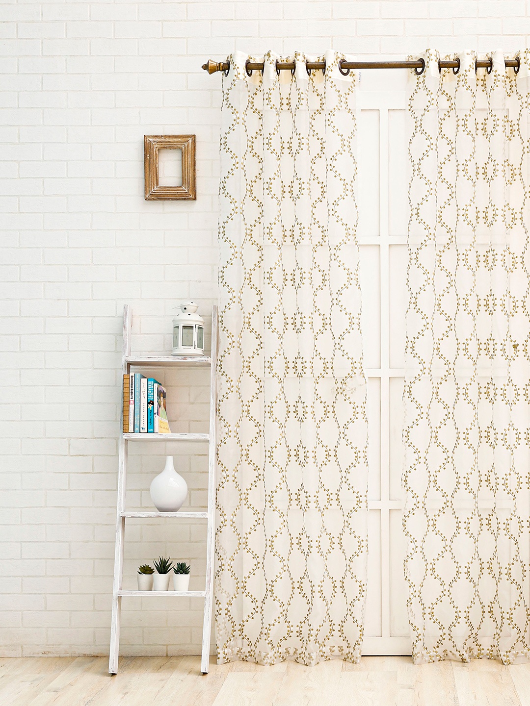 

Ariana Green & White Floral Sheer Long Door Curtain