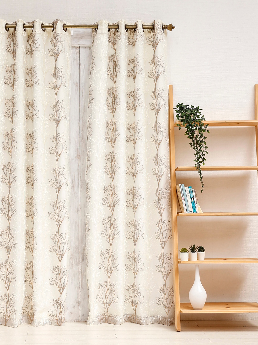 

Ariana Beige & White Floral Black Out Door Curtain