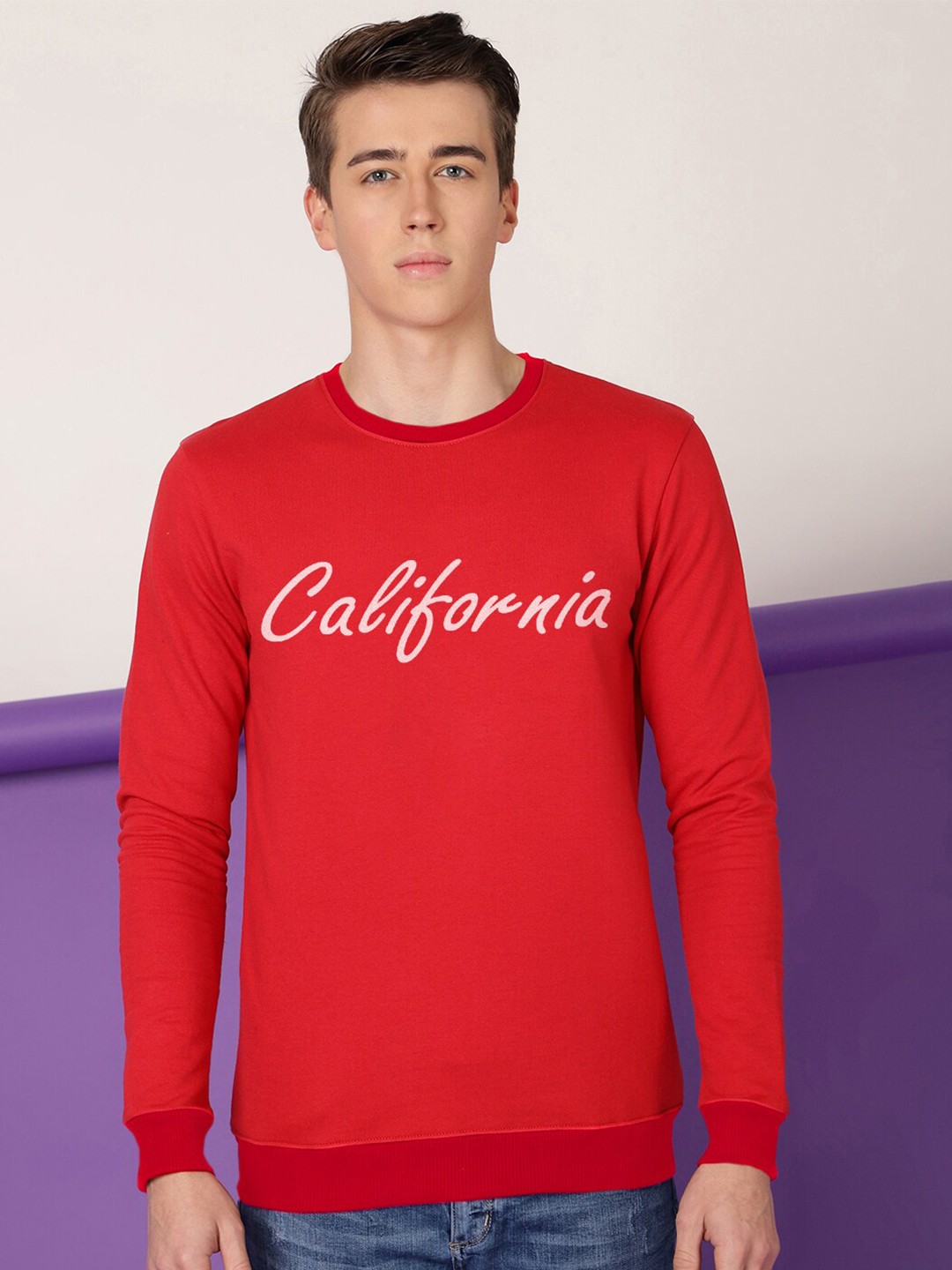 

FTX Typography Printed Round Neck Sweatshirt, Red